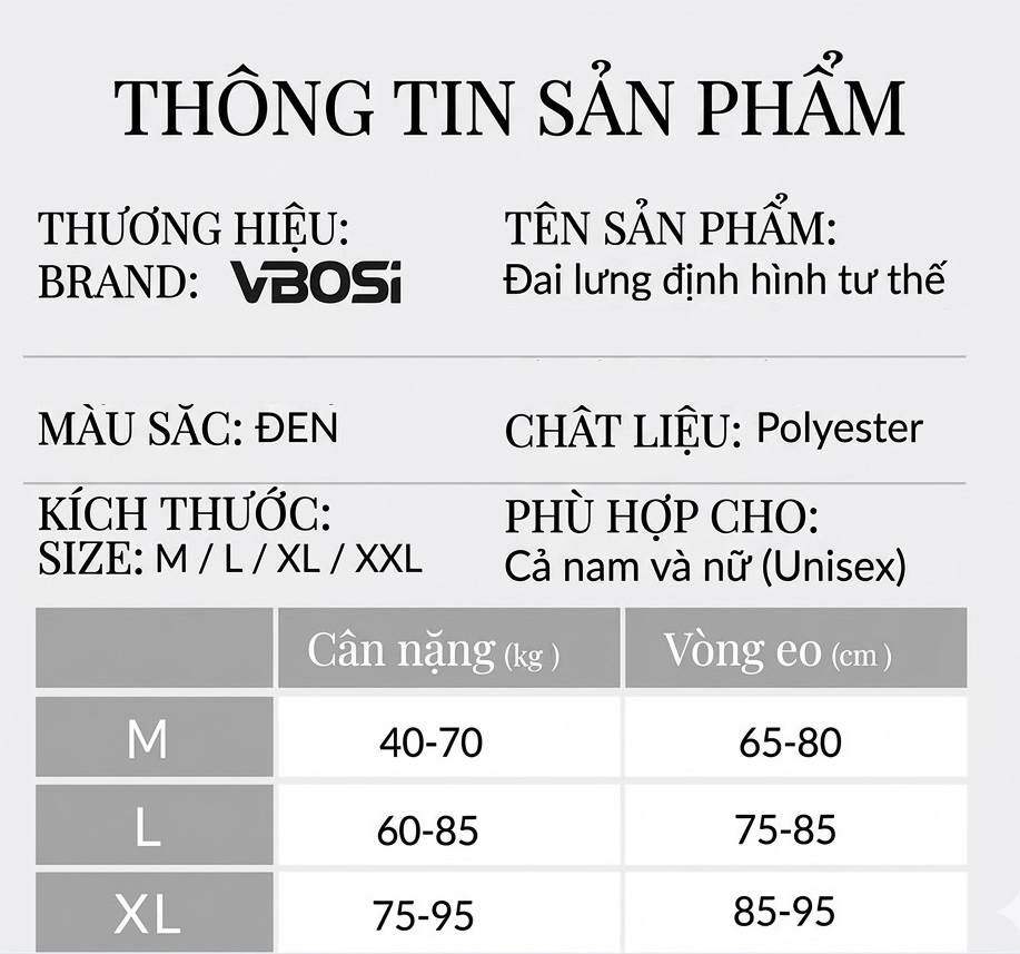 chọn size đai chống gù lưng