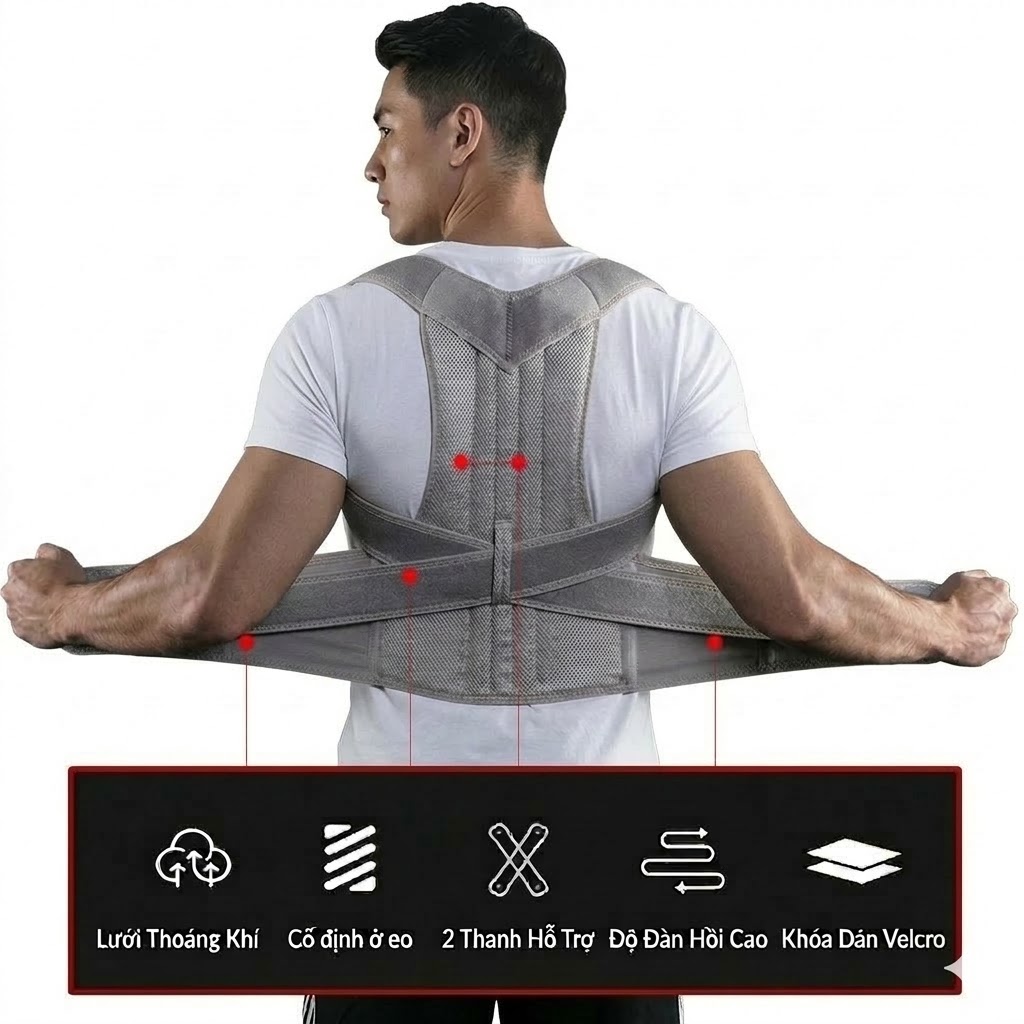 cách đeo đai chống gù lưng 